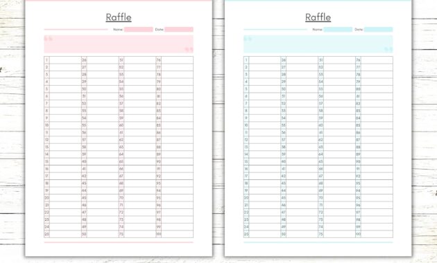 Printable Raffle Sheet Template 1-100 - Printables Template Free