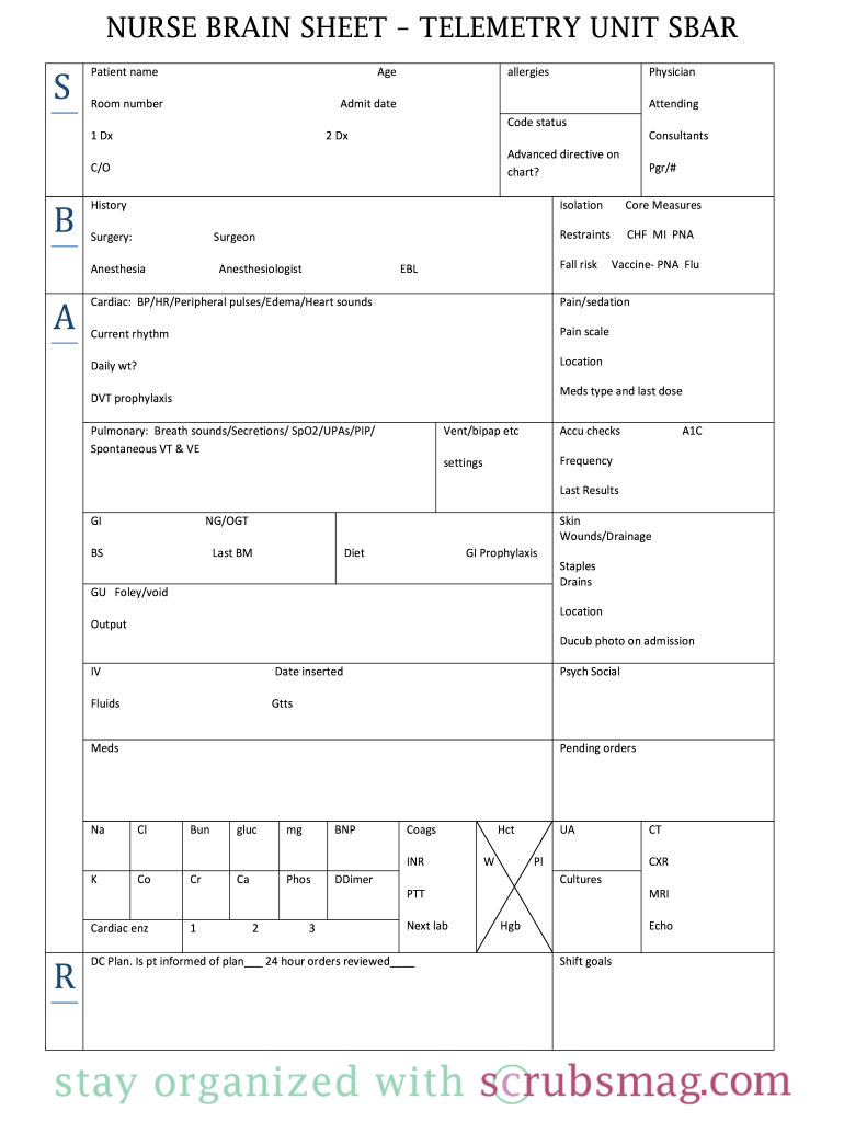 Printable Nursing Handoff Report Template