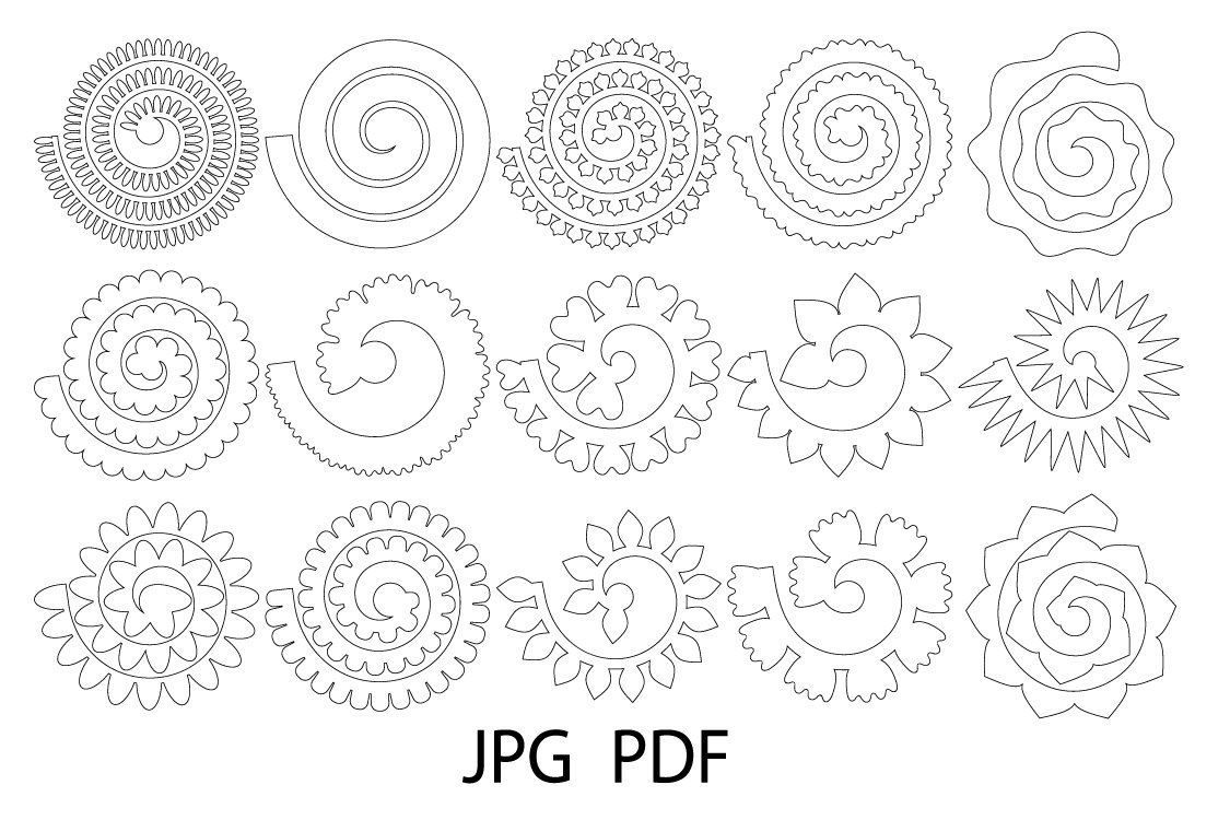 Rolled Paper Flower Templates SVG 3D Rose SVG 212008 