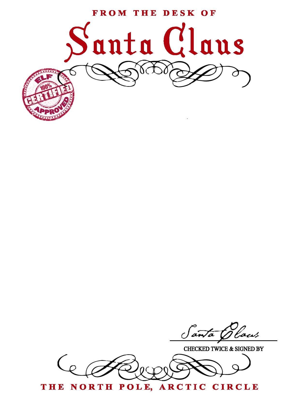 Free Letter From Santa Template Printable