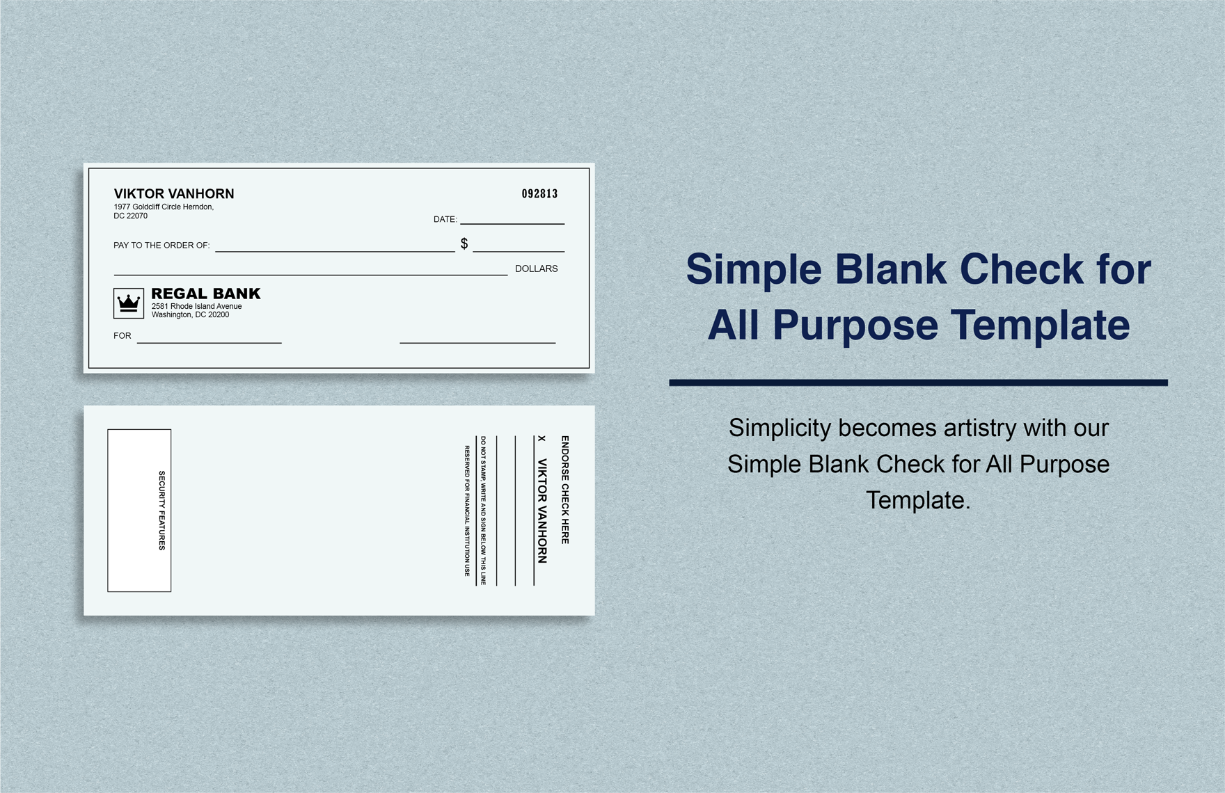 Simple Blank Check For All Purpose Template In Word Illustrator PSD Download Template