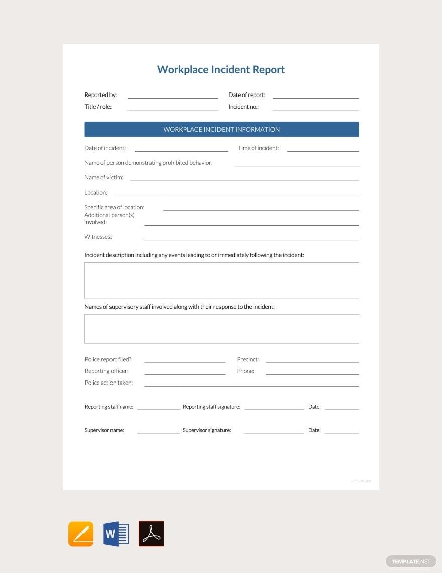 Printable Incident Report Template Word