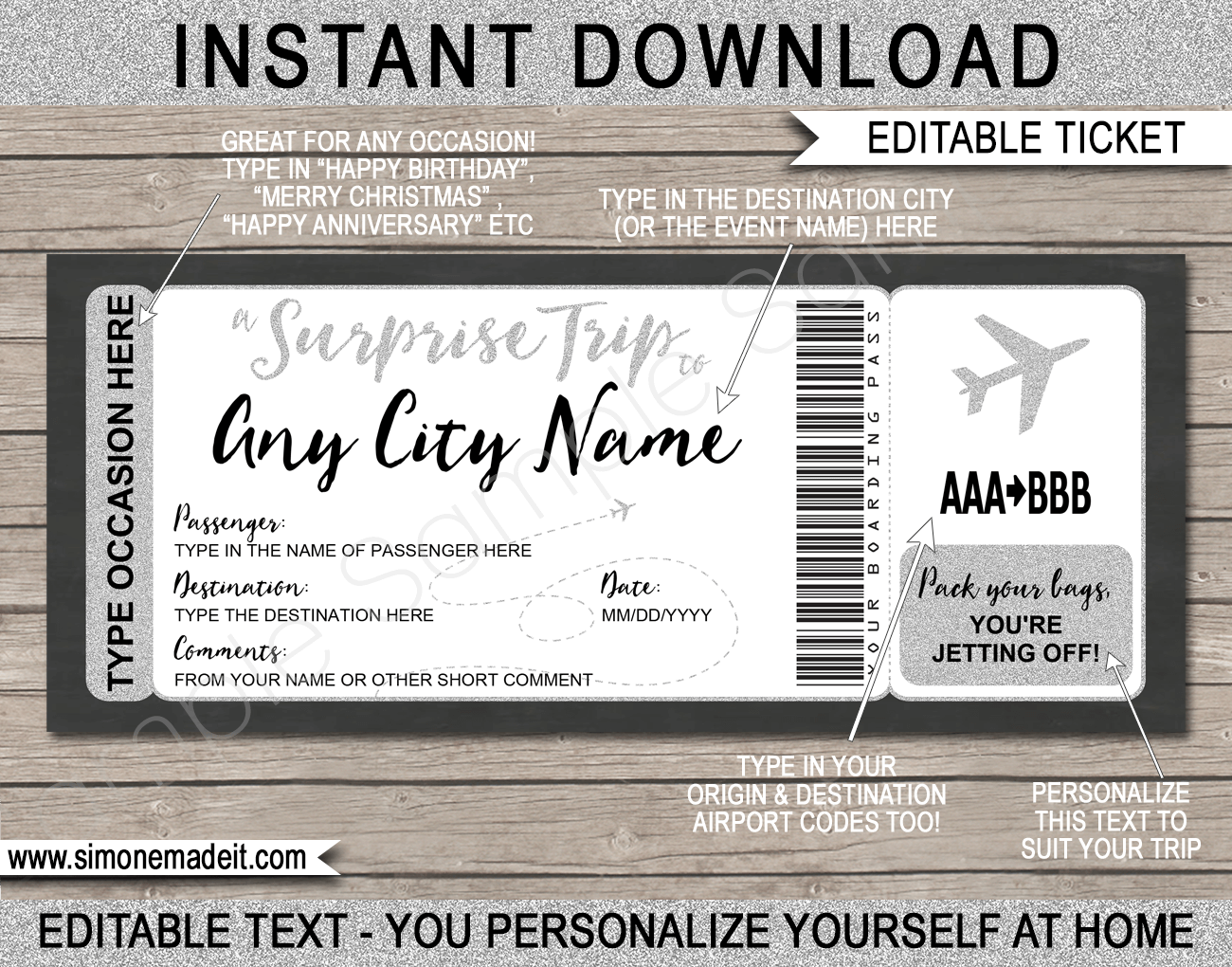 Printable Airline Ticket Template Free