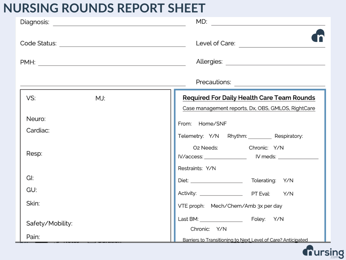 Ultimate Nursing Report Sheet Database Free Downloads