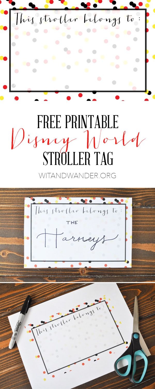 Free Printable Disney Stroller Tag Template