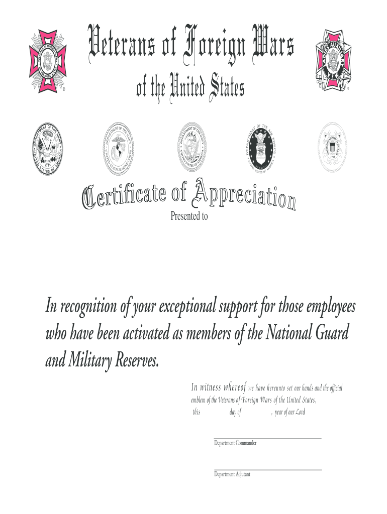 We Honor Veterans Certificate Template Fill Online Printable Fillable Blank PdfFiller