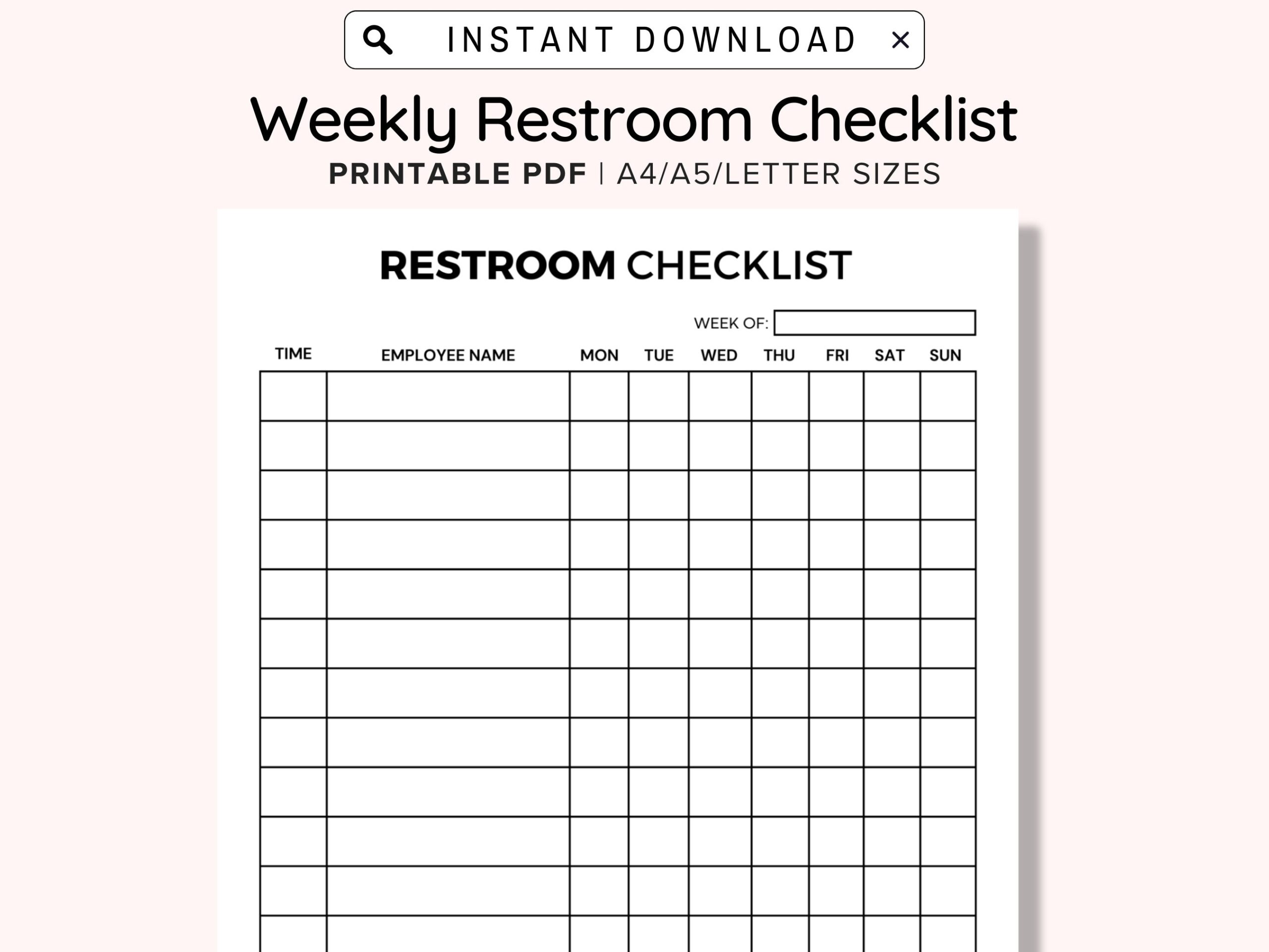 Printable Bathroom Cleaning Checklist Template