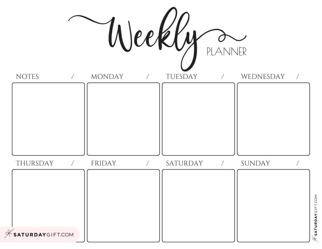 Weekly Planner Printable 39 Cute Free Weekly Calendar Templates SaturdayGift